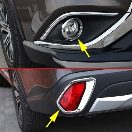 Front + Rear Fog Light Cover For Mitsubishi Outlander 2016 2017 2018 2019 2020 Chrome Lamp Molding Accessories