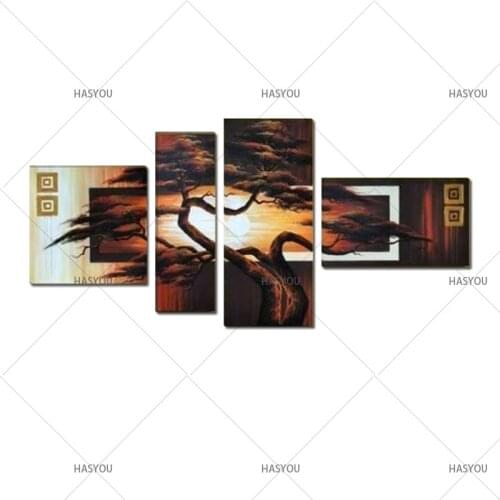 The Sunrise Landscape African Baobab Tree Picture Wall Art 100% Handmade Modern Landscape Oil Painting On Canvas Group Oil Paint