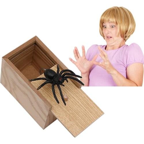 Fools Day Gift Wooden Prank Trick Practical Joke Home Office Scare Toy Box Gag Spider Mouse Kids Funny Play Joke Gift Toy
