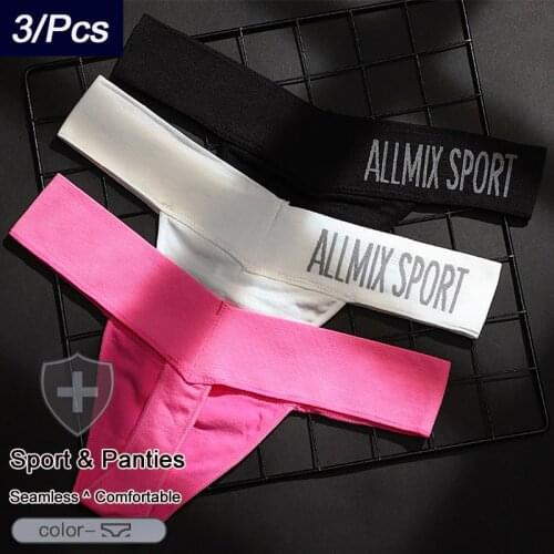 QIWN 3Pcs/lot Sexy Women Seamless Letter T-Back Underwear Sport Thongs G-String Low Waist Female Fashion Yoga Lingerie Tangas
