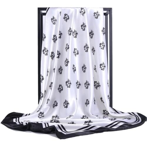 Silk Head Scarf luxury brand Summer Headscarf Hijab Classic Style Female 90cm Square Haut Bandana Hair Scarves For Women