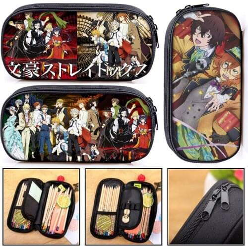 Japanese Anime Writer Stray Dog Pencil Bag Teenagers Casual Cartoon Zipper Makeup Bags Organizer Gift