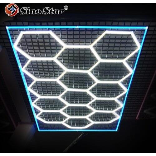 Car Detailing Color Honeycomb Hexagon Led Ceiling Light Garage 2.4*4.8M 2 Years Warranty For Auto Car Body Repair Led Workshop