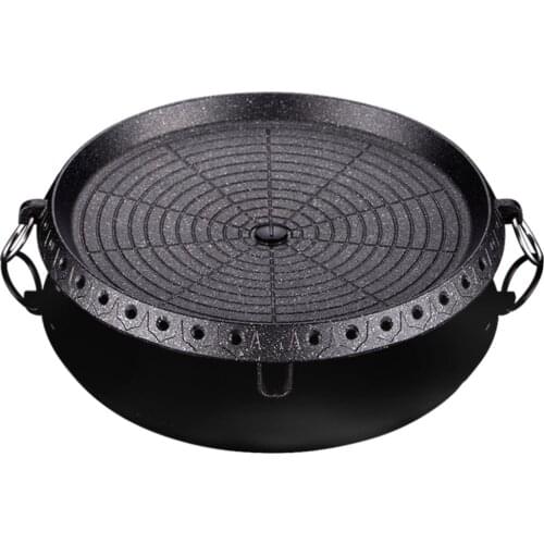 Barbecue plate smokeless barbecue pot barbecue plate card furnace Korean baking tray home outdoor non-stick pan