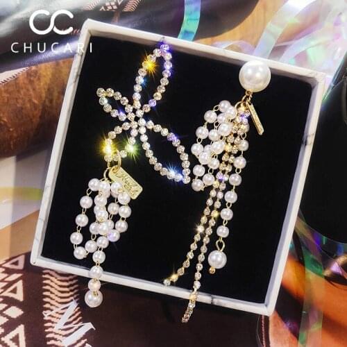 CHUCARI Vintage Animal Women Dangle Silver Simple Asymmetric Butterfly Tassel Earrings For Women Drop Earrings Crystal Earrings