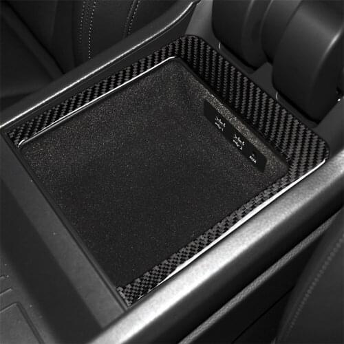 Carbon Fiber Interior Decoration Armrest Storage Box Frame Cover Trim Stickers for AUDI Q7 SQ7 4M 2016-2019 Decals Assessoires