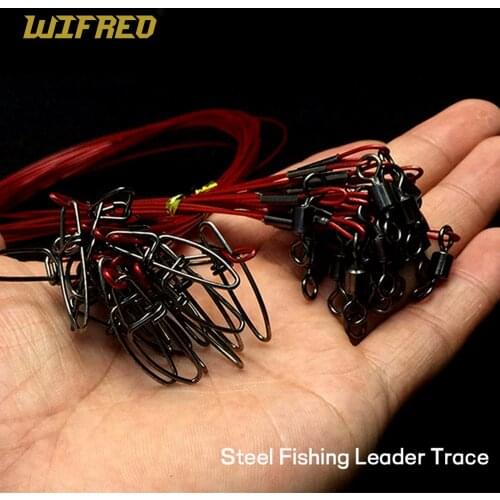 WIFREO 10pcs Steel Fishing Leader Trace With Swivel Snap 50cm Saltwater Fishing Line Sink Leader Wire Fishing Connector
