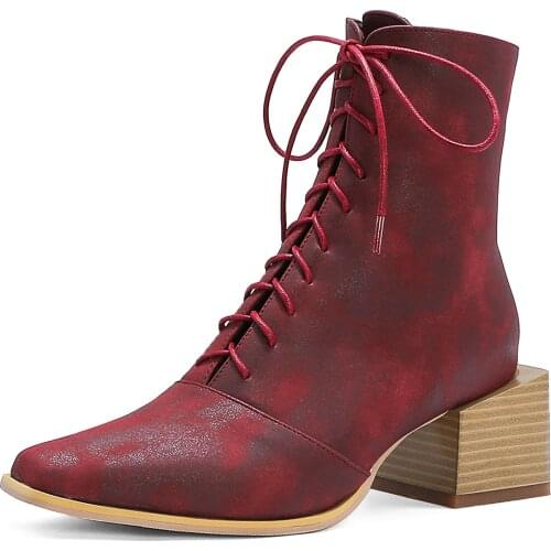 2020 Womens Winter Boots Leather PU Ankle Boots Hairy Casual Basic Snow Shoes With 5cm Square Heel Boot for women Shoes