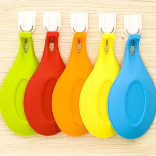 1pc Kitchen Cooking Tools Silicone Spoon Rest Utensil Spatula Holder Heat Resistant Storage Shelves Spatula Chopstick Holder