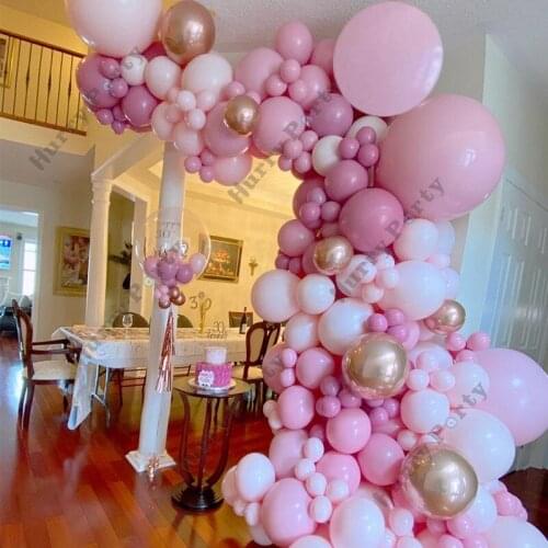 139pcs Macaron Pink White Balloon Garland Arch Kit Metallic Rose Gold Balloons Wedding Party Birthday Baby Shower Decoration