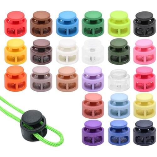 20PCS Plastic Spring Cord Lock Double Hole End Spring Toggle Stopper Drawstring Rope DIY Spring Buttons Clip Luggage Lanyard