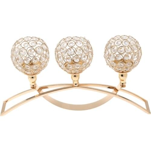 3-Arm Crystal Tea Light Candle Holders Candlestick for Wedding Centerpieces Romantic Dinner Table Decor