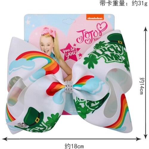 8" Large hair Bows for Girls St. Patricks Day Hair Bows for Girls Kid with Clips Bowknot Handmade Hair Accessories