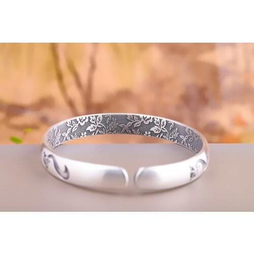 KJJEAXCMY Boutique jewelry Thai silver hand decorated foot silver 999 clothing wild womens peony spirit fox bracelet