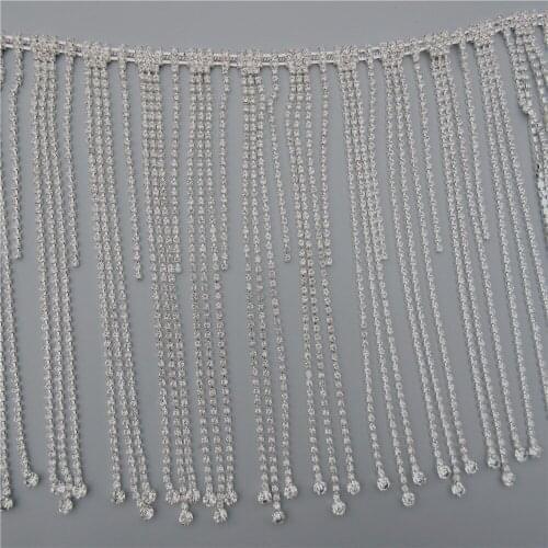 100cm Silver Glass Crystal Chain Bling Rhinestone Trim Metal Ribbon Necklace Decor Wedding Dress Clothing Bag Shoes Accessories