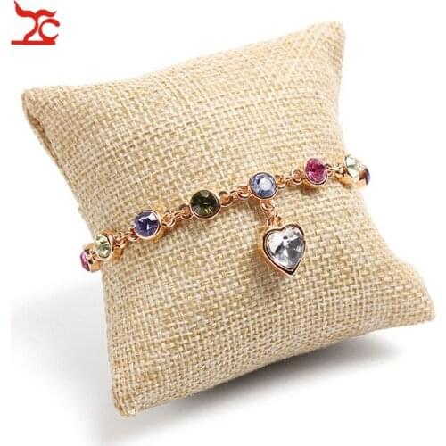 Necklace display bracelet Cases & Displays Small Pillow Cushion Bracelet Bangle Wrist Watch Jewelry Display Holder Showcase