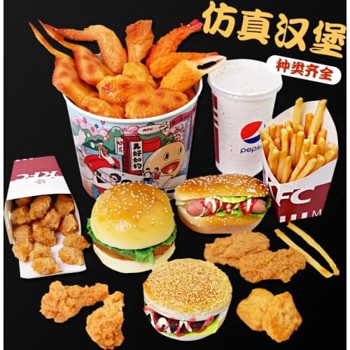 Decoration Crafts PVC Children Simulation Food Toys Baby Play House Hamburger Hot dog French Fries Kitchen Set Toys Model Props