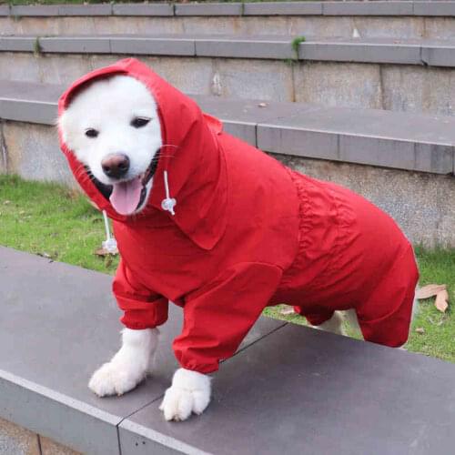 Large Dog Raincoat Big Dog Clothes Waterproof Clothing Bulldog Samoyed Husky Labrador Golden Retriever Costume Jumpsuit Outfit