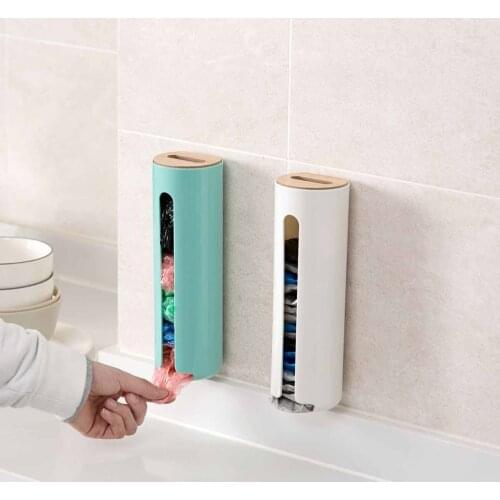 Wood Cover Eco-Friendly Storage Box Case Container Holder Garbage Bag Dispenser Recycle Bag Storage Box Plastic Kitchen Bins