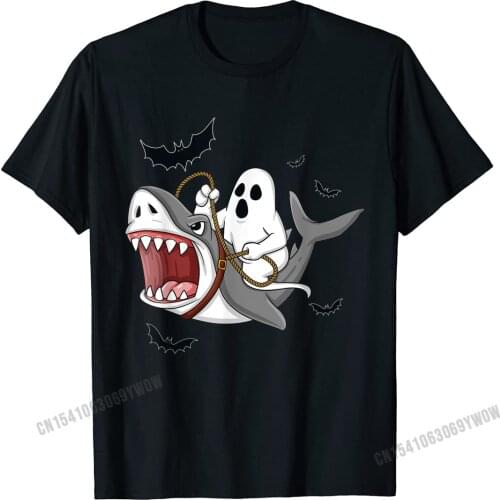 Halloween Ghost Riding Shark Funny Boys Women T-Shirt Camisas Men Tops Tees Wholesale Design Cotton Mens Top T-Shirts Design