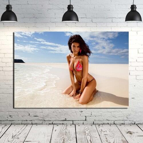 Wall Art Picture Bikini Girl Poster DIY Framed Canvas Paintings for Living Room Decor