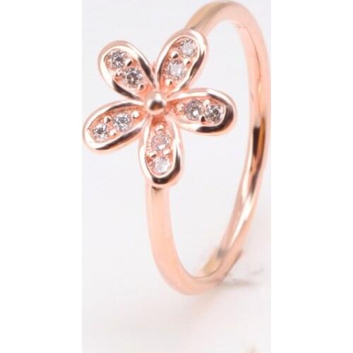Authentic 100% 925 Sterling Silver Classic Daisy Ring Wedding Ring With Crystal Original Jewelry