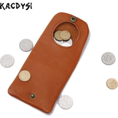 Genuine Leather Small Women Coin Purse Vegetable Tanned Cowhide Men Mini Retro Wallet Coin Bag Money Pocket Coin Case Bag Holder
