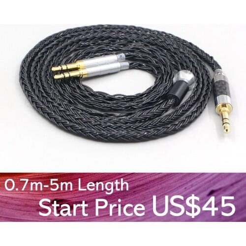 LN007425 16 Core 7N OCC Black Braided Earphone Cable For Beyerdynamic T1 T5P II AMIRON HOME Denon AH-D600 AH-D7100 Headphone