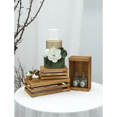 Multifunctional wooden storage baskets retro bread tray Mori dessert table decorative ornaments wooden frame soft decoration