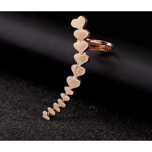 Fashion Women Stud Jewelry Connected Heart Ear Cuff Gold Silver Plated Earcuffs Zinc Alloy Friend Party Gift Clip Earring