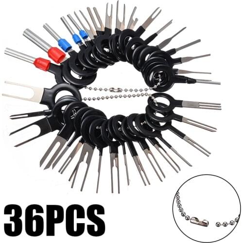 36pcs Car Terminal Removal Kit Automotive Plug Terminal Remove Tool Key Pin Electrical Crimp Connector Extractor Kit Accessories