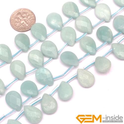 Natural Pure Amazonite Faceted Drip Head Drilled Beads For Jewelry Making Strand 15 inch DIY Loose Bead For Women Gifts