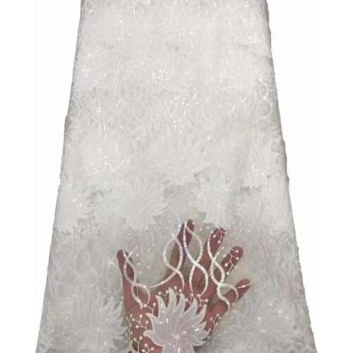 Nigerian Tulle Net Lace Fabric With Sequins African Mesh Fabric French Net African Lace Fabric 2021 High Quality Lace 5Yards