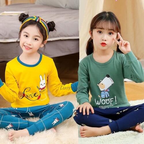 Girls Cartoon Clothes Pyjamas Kids Girls Pajamas Set Full Sleeve Homewear Cotton Pijamas Infantil Big Girls Sleepwear 6 8 10 12Y