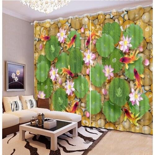 Lotus flower print Window Curtains Drapes for Bed room Living room Home Outdoor Indoor Wall Decorations (witg Gormmets or Hooks)