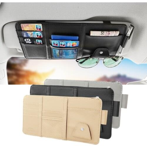 Car Sun Visor Organizer Pocket Pu Leather Stowing Tidying Box For Mercedes Benz W202 W220 W204 W203 W210 W124 W211 W222 X204 Amg