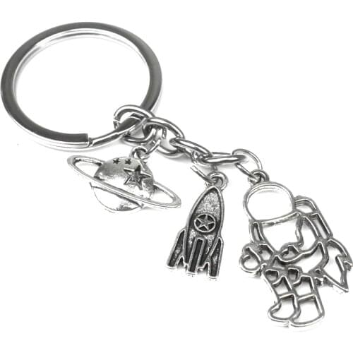 An Antique Hollow Explorer Charm Key Chain Astronaut Pendant Diy Keychain Accessories Jewelry 15x28mm