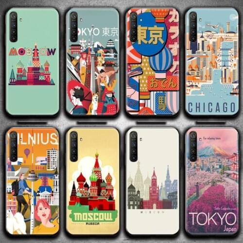 Moscow Tokyo Venice city poster Phone Case For OPPO Realme 6 Pro Realme C3 5 Pro C2 RENO2-Z A11X XT