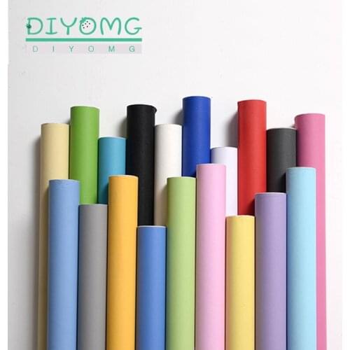 PVC Self-Adhesive Wallpaper Wall Stickers Solid Color Waterproof Kitchen Bedroom Wallpaper Contact Paper Renovation Decor Film