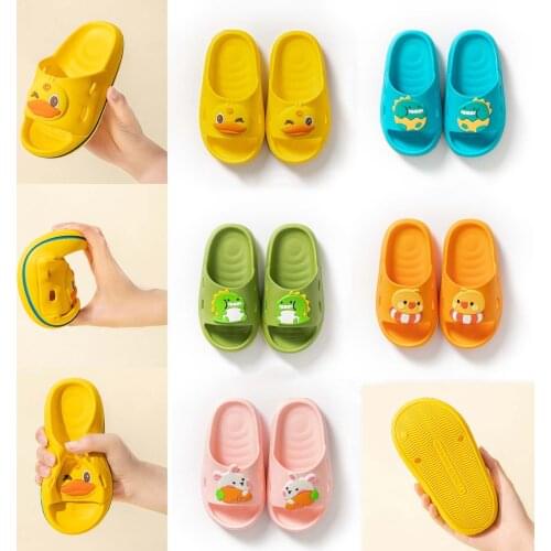 Childrens Cartoon Slippers Kawaii Dinosaur Suckling Rabbit Bath Slipper Summer Soft Bottom Home Shoes Non-slip Kids Flip Flops