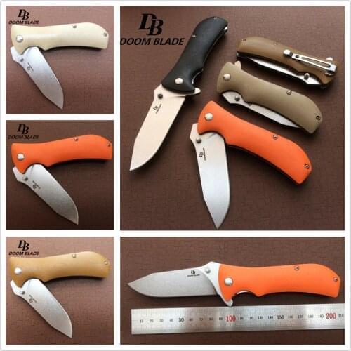 7.9" Knives 60-61HRC G10 Folding Knife D2 Blade Ceramic Ball Bearing Washer Black Outdoor Camping Pocket Knifes EDC Tools