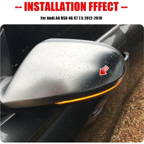 Dynamic Turn Signal Light LED Side Rearview Mirror Sequential Indicator Blinker Lamp For Audi A6 RS6 4G C7 7.5 2012-2018