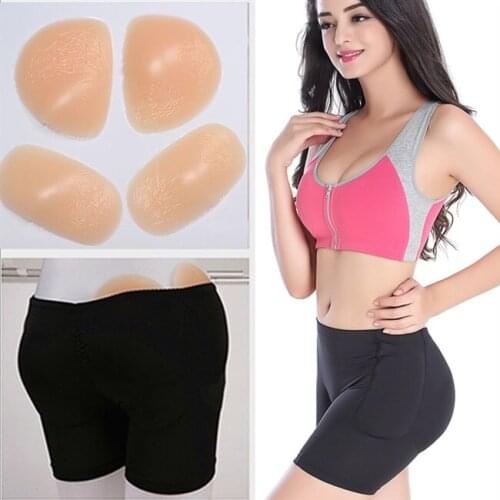 4PCS Silicone Sponge Butt Pads Enhancer Fake Buttocks Panties Hip Push Up False Female Hip Butt Crossdresser Padded Panty