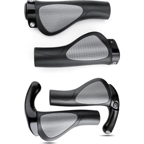 Bike Handlebar Grips with Lock Ring Rubber Aluminum Alloy Non-slip Shock Absorption Bicycle Grip Handle Bar Covers for Mountain