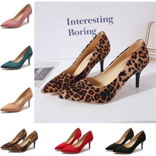 For Spring new large size all-match PU high-heeled shoes with rubber boots stiletto heel shallow mouth suede pointed shoes