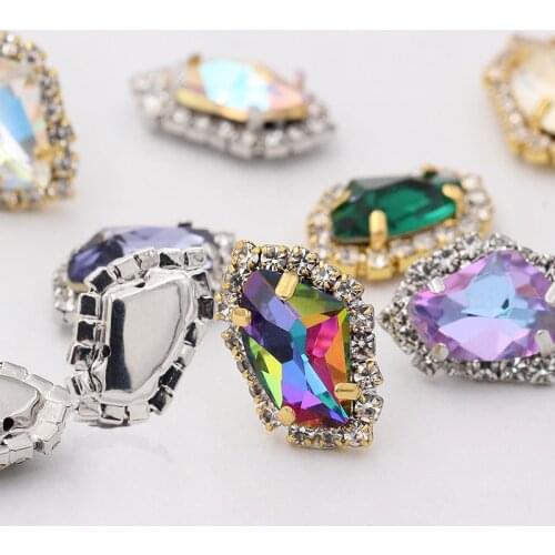 High Quality Glass Strass Claw Sets Flatback Sew On Stones Rhinestones AB Color Rhinestones Decoration For Clothes Bags