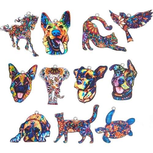 YEYULIN 10pcs dog cat Color Alloy Enamel animal Charm Pendant For Necklace Bracelet Jewelry Making DIY Earring Findings