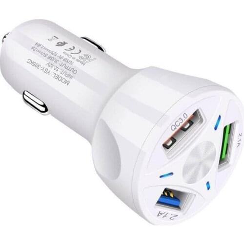50pcs QC 3.0 3 USB Car Charger 3A Quick Charge For iphone 11 Universal For Samsung Huawei P30 Pro Fast Charging