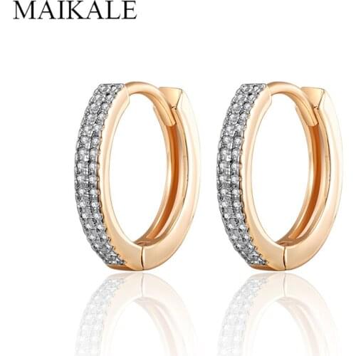 MAIKALE Classic Cubic Zirconia Hoop Earrings Paved Multilayer Zircon CZ Gold Round Circle Earrings for Women Simple Gifts
