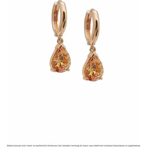 Silver Citrine Cubic Zirconia Women Earrings